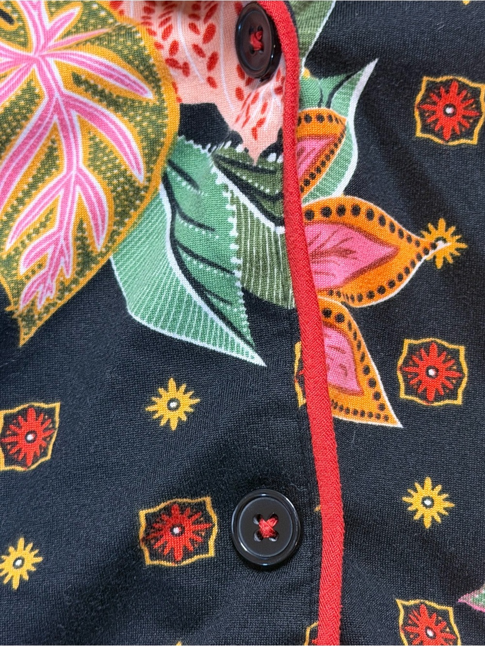 Room Service Floral Tiger Print Pajama Set Womenâs XXL Black Button Front Lounge - Picture 4 of 14